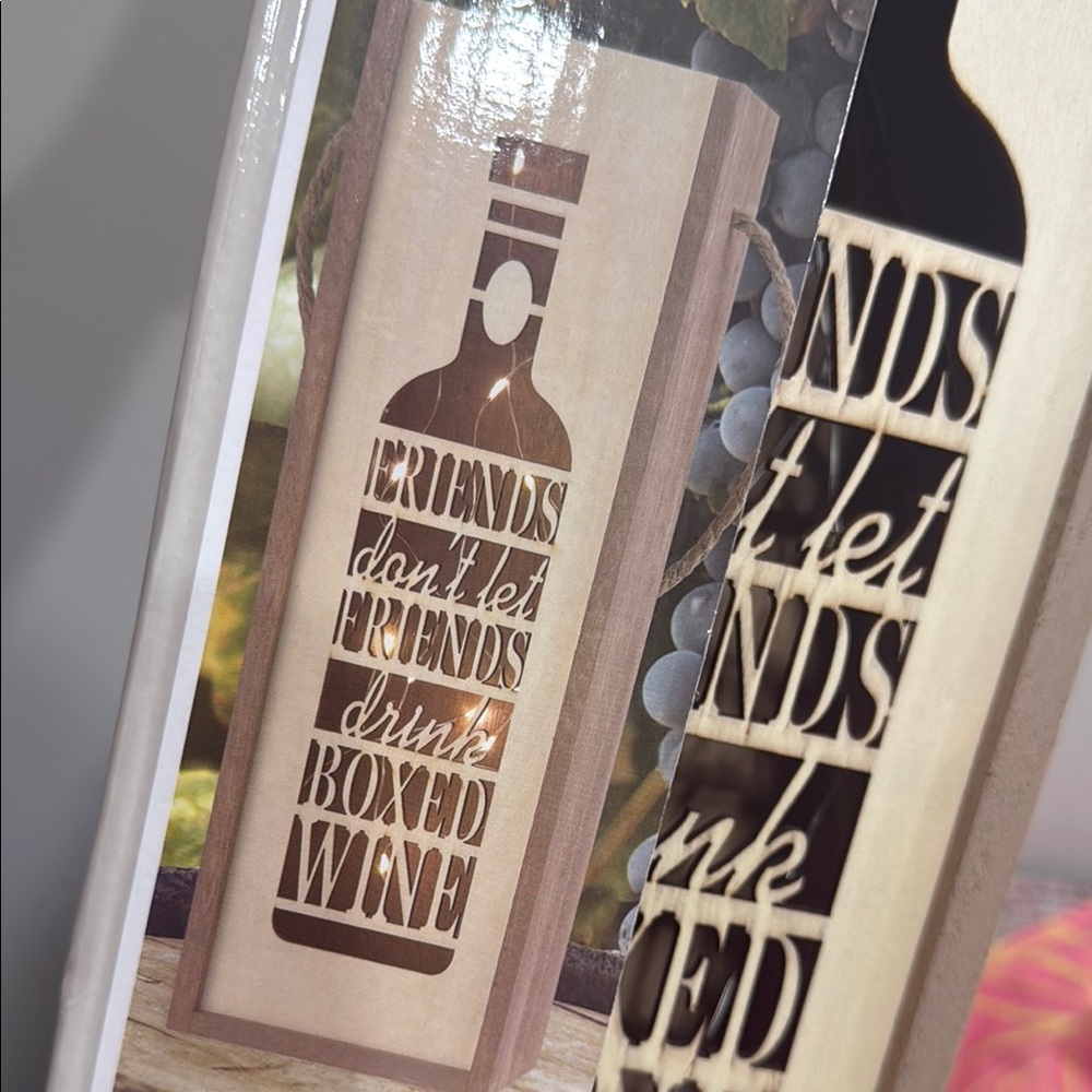 Wine Bottle wooden art with Inspirational Quote nwt lights - Picture 3 of 4